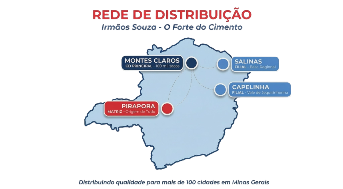 Rede de distribuição Irmãos Souza - 4 bases em Minas Gerais